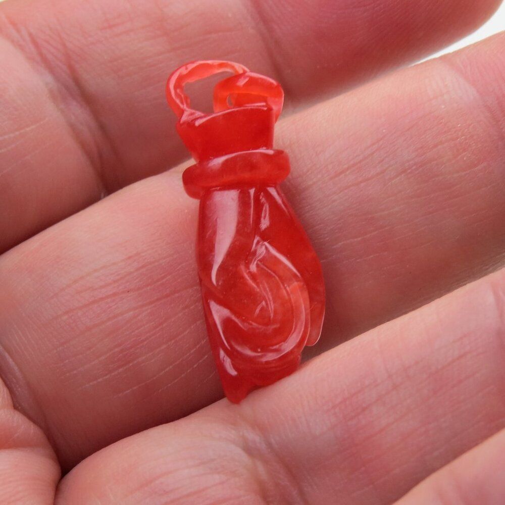 Red Jade Evil Eye Protection Hand ,Carved Pendent